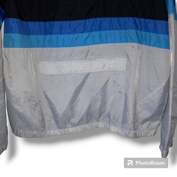 Pony 1/4 Zip Windbreaker Pullover Jacket-Large-Hooded-Front Pocket-Vented-Vintag - Picture 4 of 7